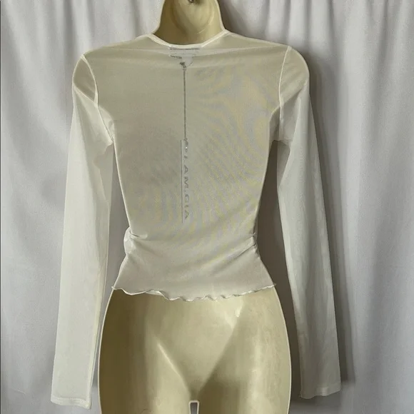 I.AM.GIA NWT Gianna White Sheer Long Sleeve Sheer Crop Top Shirt **Size M** 🔥🔥 - Picture 3 of 6